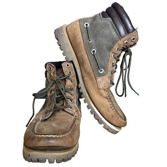Timberland Oakwell 7‎ Eye Moc Toe Boots Men 7.5 US Lace Up Chukka Brown Nubuck - Picture 1 of 8